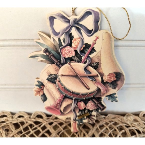 Vintage Victorian Tree Ornaments, SET/10, Drum Harp and Violin Floral Scrolls - Picture 4 of 10